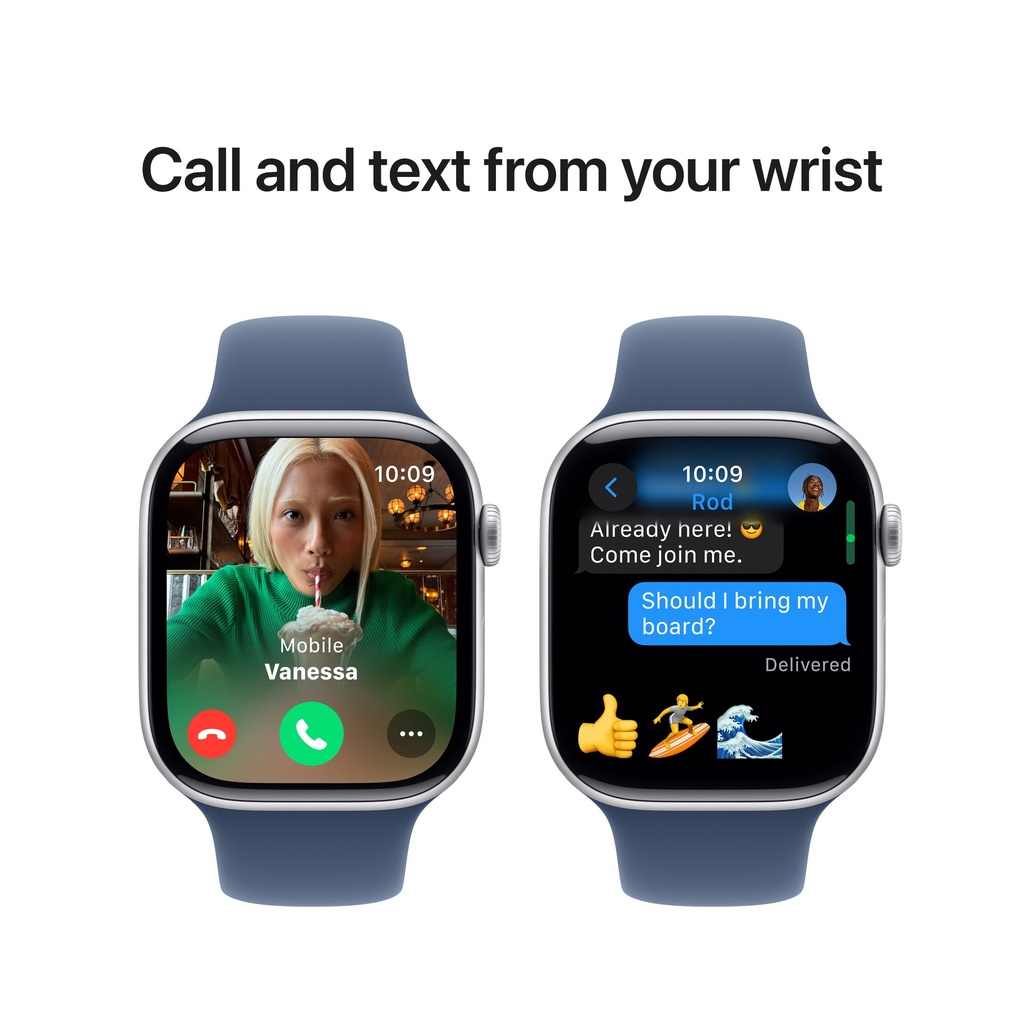 Apple Watch Series 10 Silver Aluminium Case with Denim Sport Band