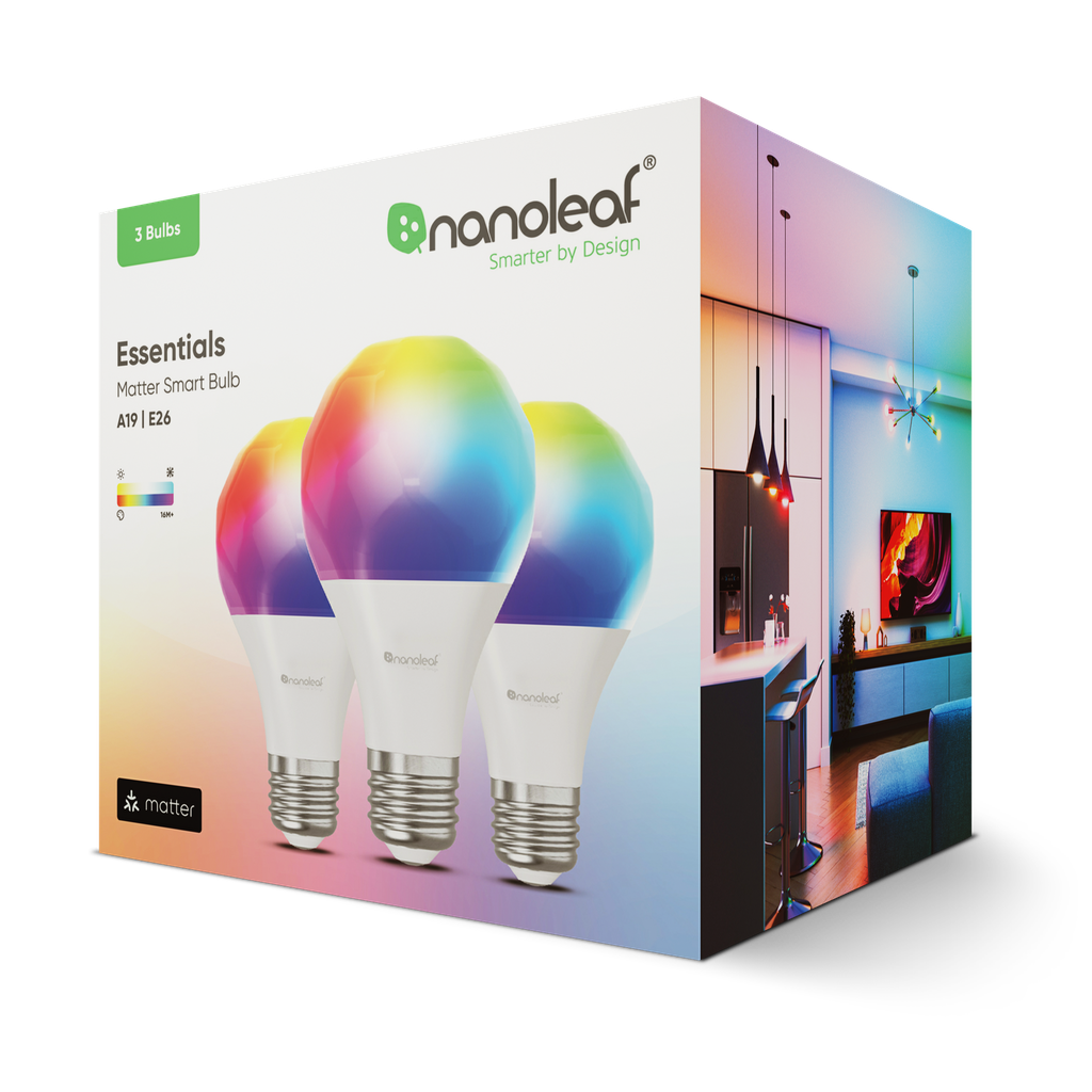 Nanoleaf Essentials Matter A19 | E26 Smart Bulbs (3 Pack)