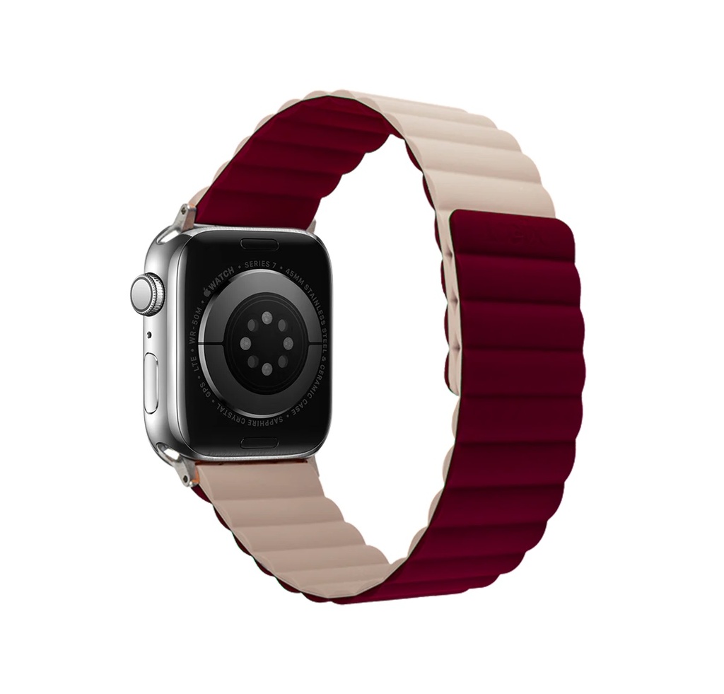 Logiix Vibrance Link Magnetic Silicone Apple Watch Ultra Band 40mm/41mm/42mm - Burgundy/Stone