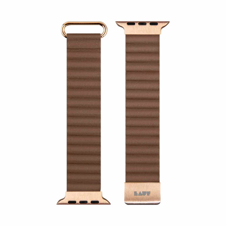 LAUT 44mm/45mm/46mm/49mm Leather Novi Lux Loop for Apple Watch  - Sepia Brown
