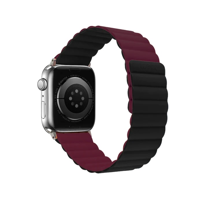 Logiix Vibrance Link Magnetic Silicone Apple Watch 40mm/41mm/42mm - Black/Burgundy