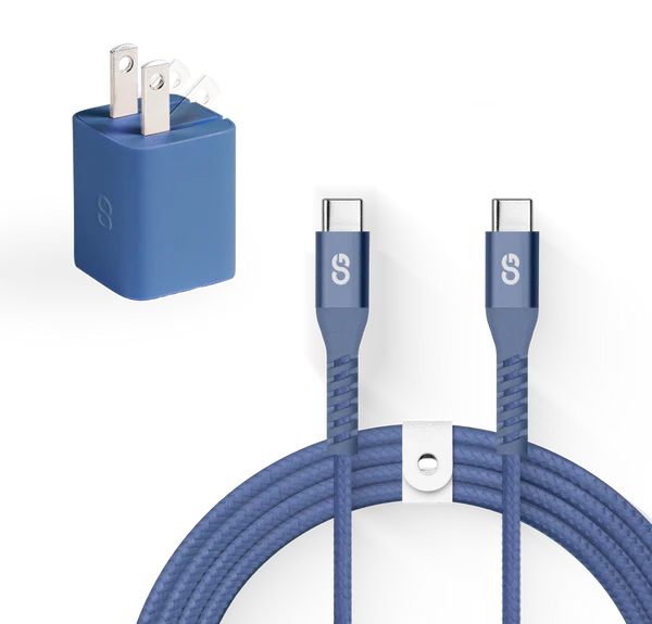 LOGiiX Vibrance Charging Kit (USB-C 1.5m cable + 30W GAN Adapter) - Midnight Blue