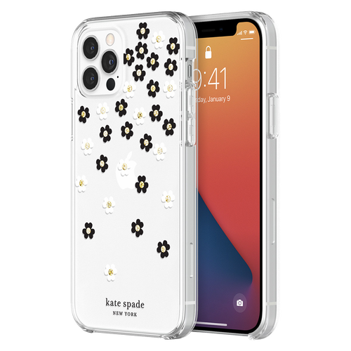 [KSIPH-188-SFLBW] kate spade NY Protective Hardshell Case for iPhone 13 - Scattered Flowers Black