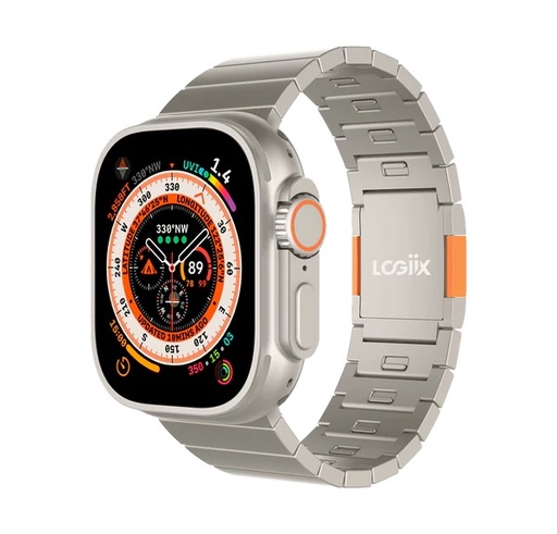 [LGX-13547] Logiix Titan Link Apple Watch Ultra Band 44mm/45mm/46mm/49mm - Steel/Titanium Finish