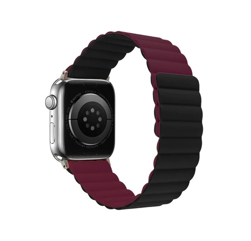 [LGX-13497] Logiix Vibrance Link Magnetic Silicone Apple Watch Ultra Band 42mm/44mm/45mm/46mm/49mm - Black/Burgundy
