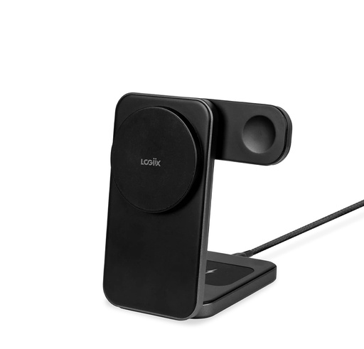 [LGX-14027] LOGiiX 3-in-1 Folding Qi Charging Stand with 20W charger - Black