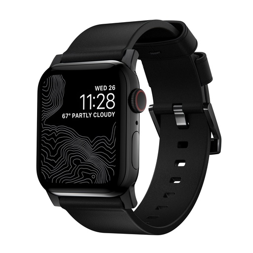 [NM1A41BM00] Nomad 44mm/45mm/46mm/49mm Modern Strap for Apple Watch - Black Hardware / Black Leather